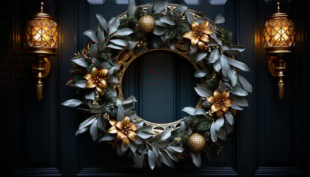 AI generated Elegant lantern hanging in a rustic winter celebration generated by AI photo