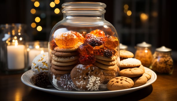 AI generated Homemade dessert on wooden table, sweet indulgence generated by AI photo