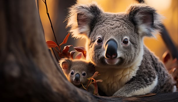 AI generated Cute koala looking at camera in nature generated by AI photo