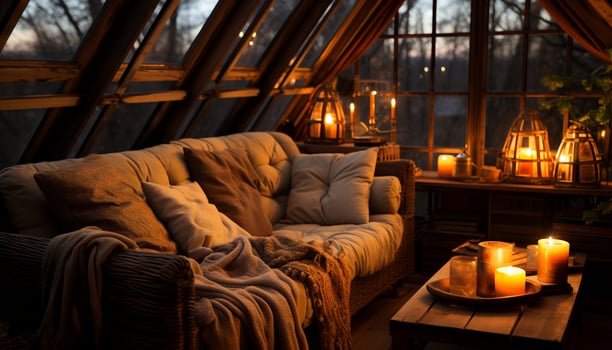 AI generated Comfortable sofa in a modern, luxurious living room generated by AI photo