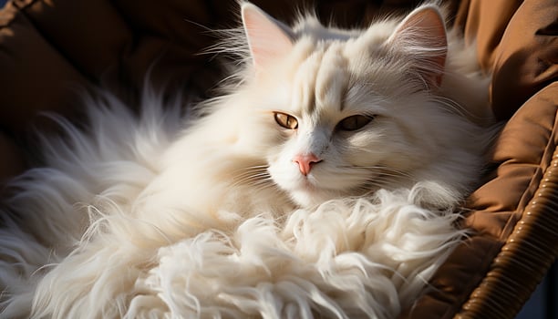 AI generated Cute kitten sleeping, fluffy fur, softness and relaxation generated by AI photo