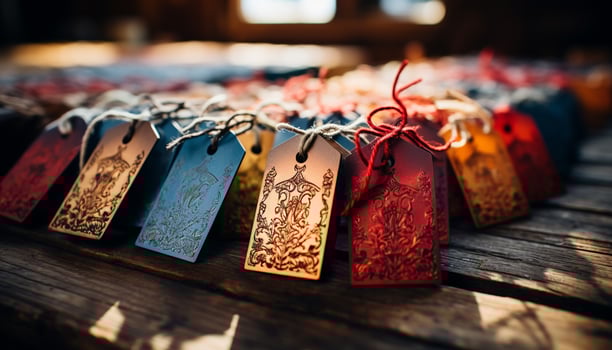 AI generated Wooden Christmas decorations on table, rustic and old fashioned generated by AI photo