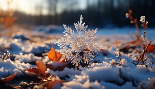AI generated Winter forest, snow covered trees, vibrant colors, frozen beauty generated by AI photo