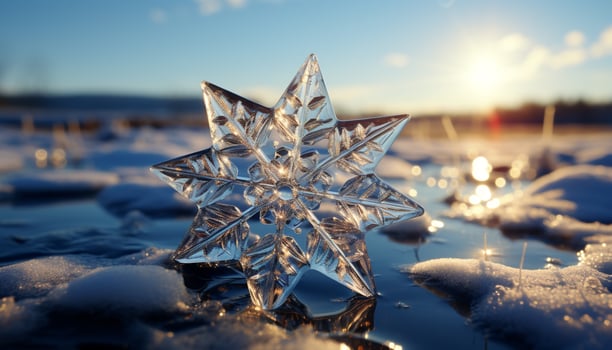 AI generated Winter nature snow season, close up decoration Backgrounds blue ice generated by AI photo