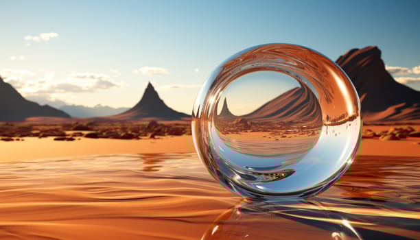 AI generated Majestic mountain reflects in clear blue water generated by AI photo