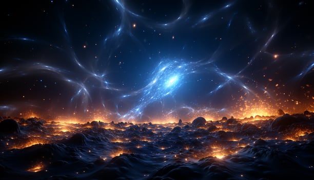 AI generated Glowing star field illuminates the dark night sky generated by AI photo