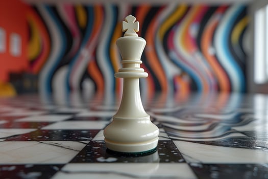 AI generated Black and white chess figures board posing in the front photo