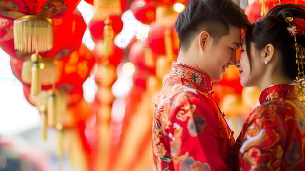AI generated Celebrating Chinese New Year, Joyful Asian Couple photo