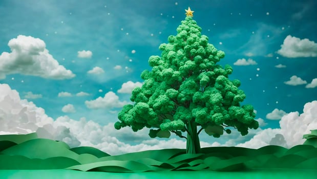 AI generated Green trees paper style photo