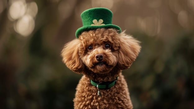 AI generated Brown teddy dog wearing a st patrick's hat photo