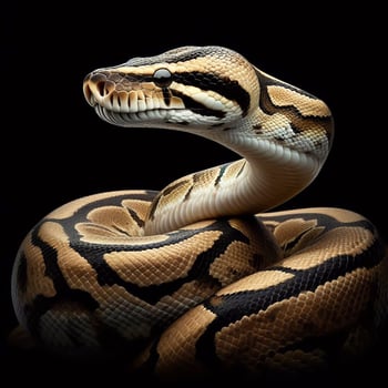 AI generated Snake, cobra, isolated on black background. Reptiles in nature. photo