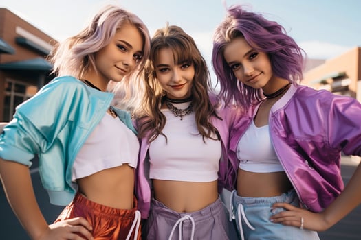 AI generated girl wearing y2k outfit for retro illustration photo