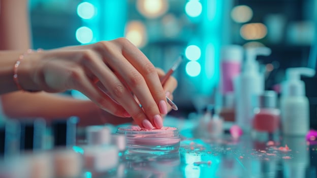 AI generated A young woman doing a manicure in a beauty salon photo