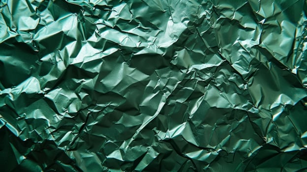 AI generated Background made of green crumpled foil photo