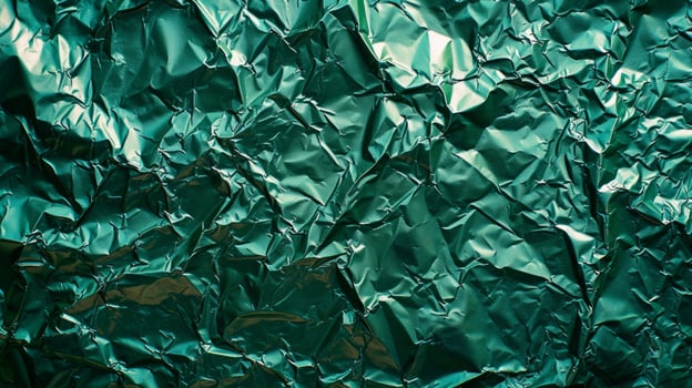 AI generated Background made of green crumpled foil photo