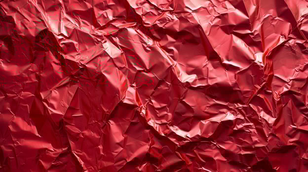 AI generated Background made of red crumpled foil photo