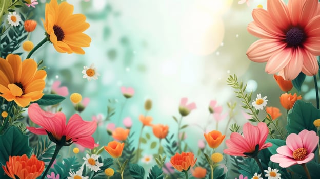 AI generated Beautiful bright poster for the spring holiday. Template without text photo