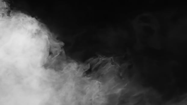 gray abstract fog realistic smoke overlay black sky textured on black. photo