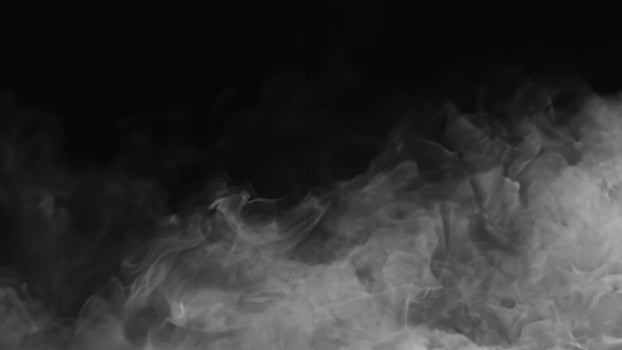 gray abstract fog realistic smoke overlay black sky textured on black. photo