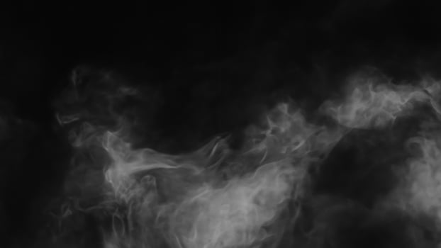 gray abstract fog realistic smoke overlay black sky textured on black. photo