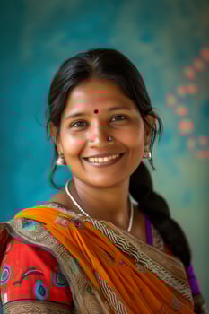 AI generated Smiley Indian Woman, Radiating Joy in a Medium Shot photo