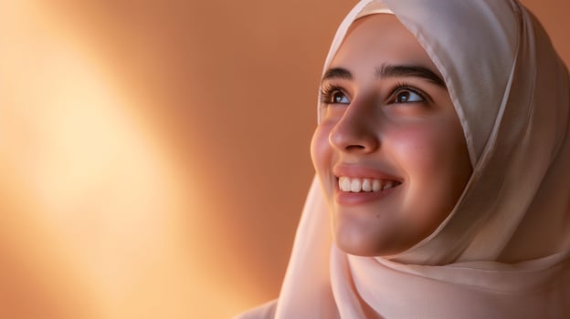 AI generated Smiling Islamic Girl, Capturing Cultural Diversity and Joy photo