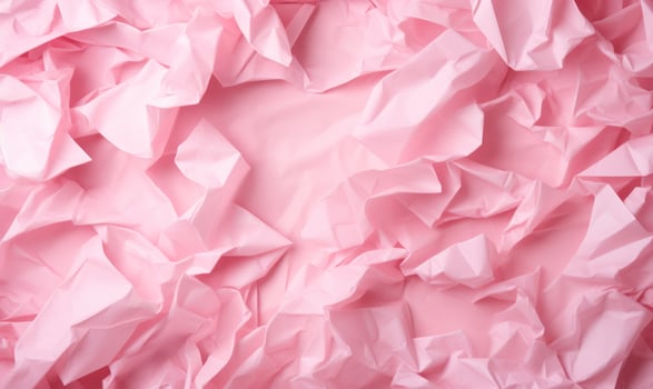 AI generated Pink creased crumpled paper background grunge texture backdrop. photo
