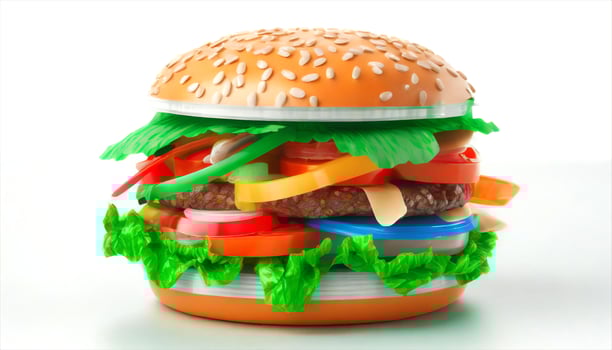 AI generated burger made of plastic products photo