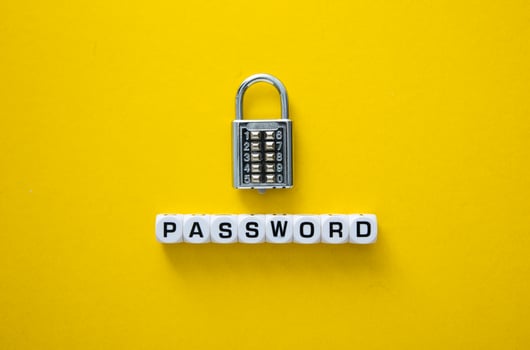 Password word on yellow background photo