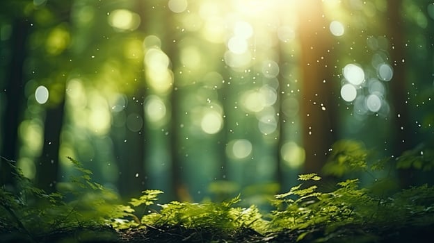AI generated bokeh forest background, image angle from below, photo
