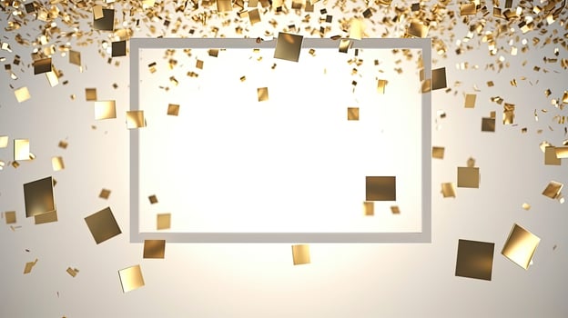 AI generated an empty space decorated with falling gold confetti, a splendor of luxury. photo