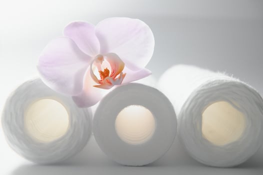 Cartridges for water treatment systems on white background. photo