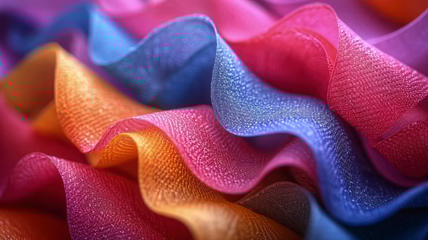 AI generated Close-up colorful silk fabric. Graceful and luxurious texture. photo