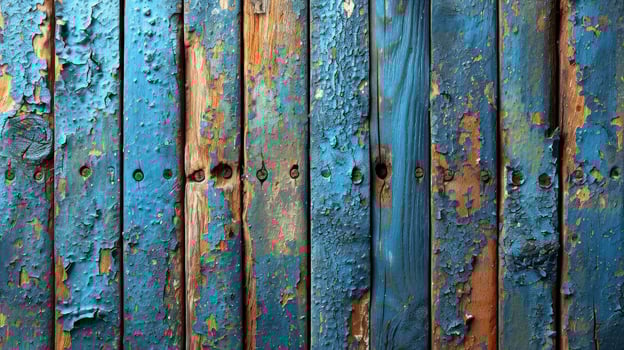 AI generated Timeworn wood planks, each bearing the unique charm of cracks and alluring wood fibers. Old wood background. photo