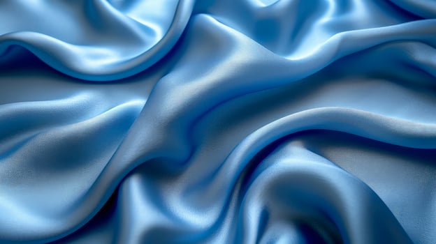 AI generated Blue silk fabric background. The luxurious fabric textured is very realistic and detailed. photo