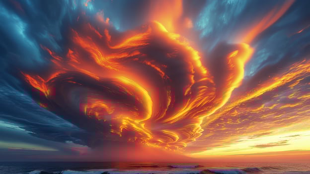 AI generated the evening sky with the presence of Lenticular clouds which form unique lenticular formations in the sky. photo