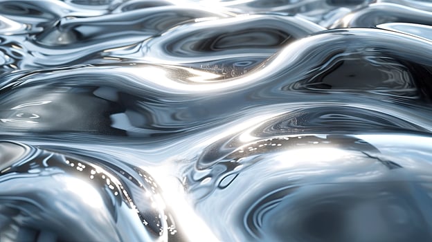 AI generated Liquid Chrome Background. The mesmerizing of liquid chrome graphic design. the brilliance and dynamic nature of liquid chrome, unique visual qualities. futuristic and high-tech elements. photo