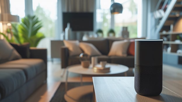 AI generated Smart Home Integration, Capture a scene where various smart home devices seamlessly work together in a modern living space, background image, generative AI photo