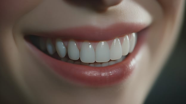 AI generated Close up of beautiful female smile with white teeth. Dentistry concept. photo