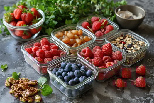AI generated Snacks in a container professional advertising food photography photo