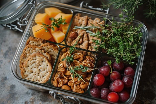 AI generated Snacks in a container professional advertising food photography photo