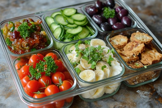 AI generated Snacks in a container professional advertising food photography photo