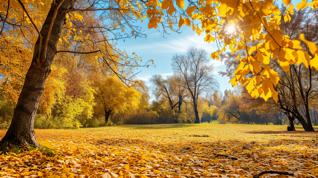 AI generated Vibrant Autumn Landscape, Bright Colors in Nature's Fall Palette photo