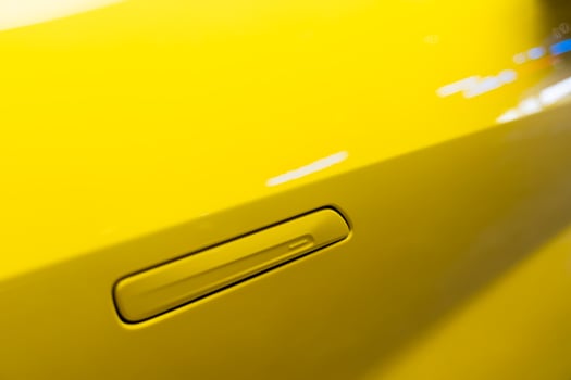 Modern door handle electric car. Smart retractable door handles. EV car door handle. photo