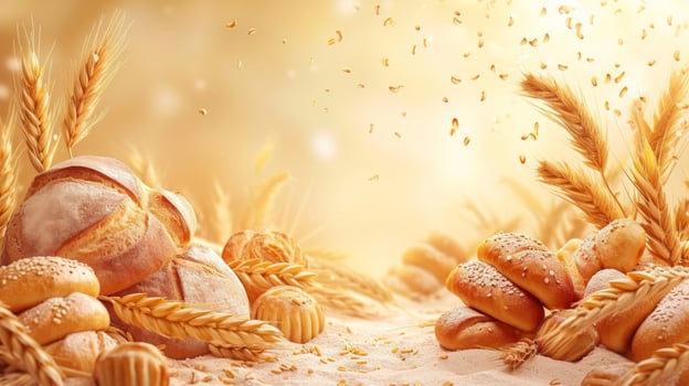 AI generated Beautiful background for bakery advertising photo
