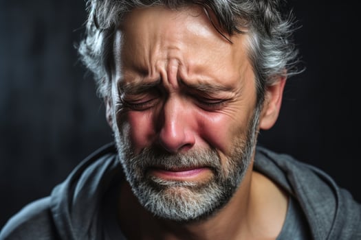 AI generated A crying man in despair close up. photo