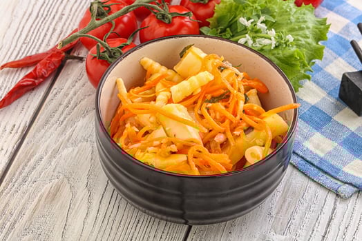 Korean food - pickled bamboo stalks photo
