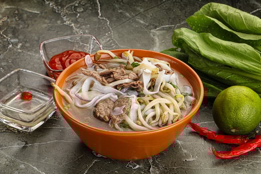 Vietnamese soup Pho Bo with beef photo