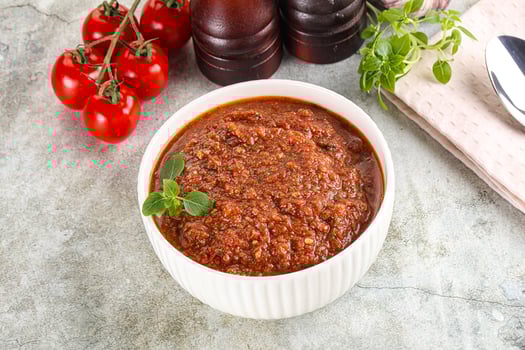 Spanish traditional gazpacho tomato soup photo