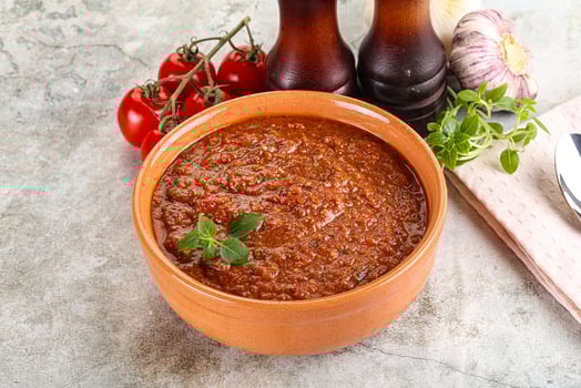 Spanish traditional gazpacho tomato soup photo